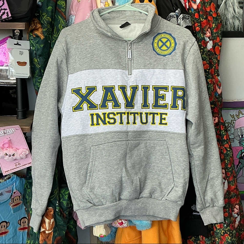 Xavier Institute Men's Gray Zip-Up Sweater